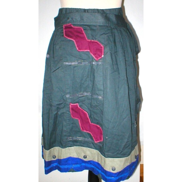 NWT Womens New Designer Isabela Capeto Handmade Skirt 31 X 24 Green Sequins Silk - Picture 4 of 12